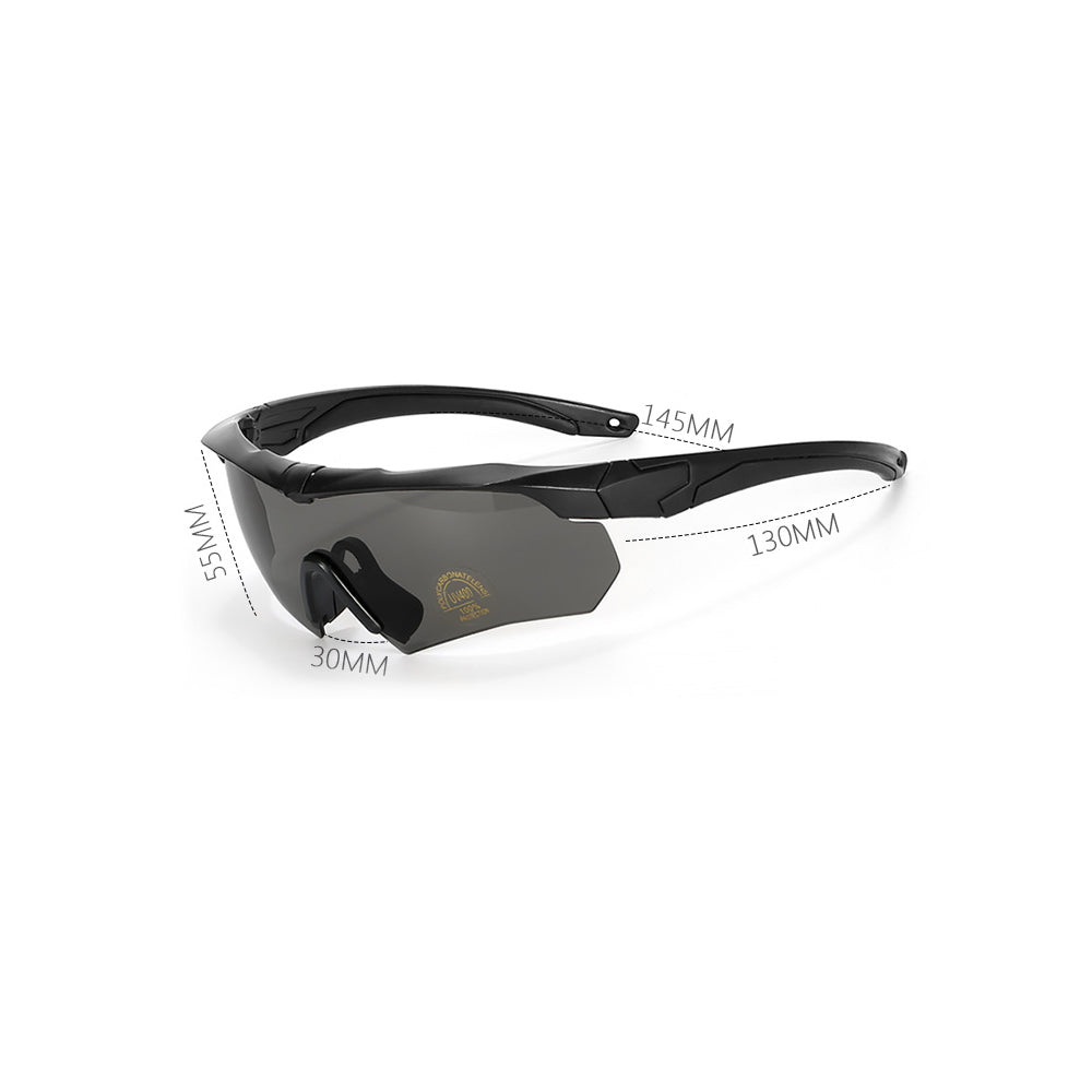 Tactical Glasses Outdoor Sports Goggles with 2 Replacement Lenses Black