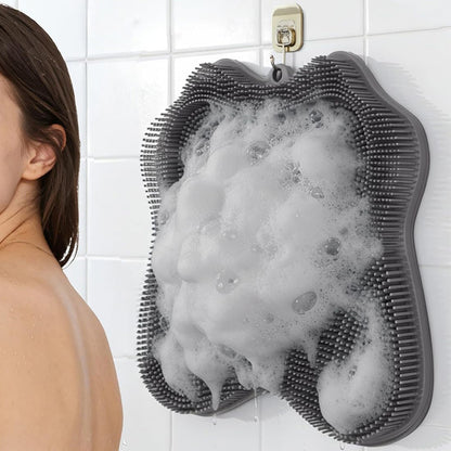 Non Slip Suction Back and Foot Cleaning Mat for Showers - Grey