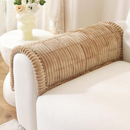 Sofa Armrest Cover Winter Thick Flannel Armchair Pad-Coffee