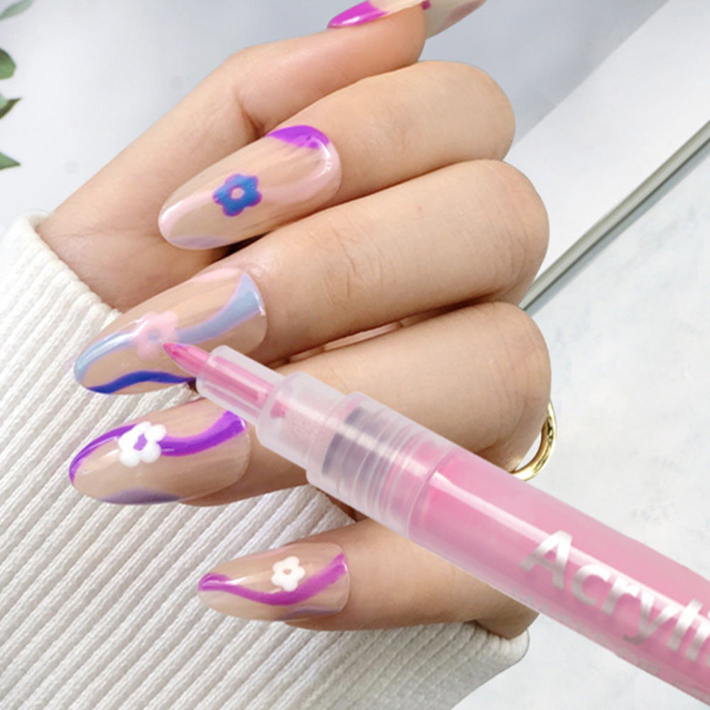 12 Colors Nail Art Pens Set Nail Polish Pens for Painting Dotting Liner