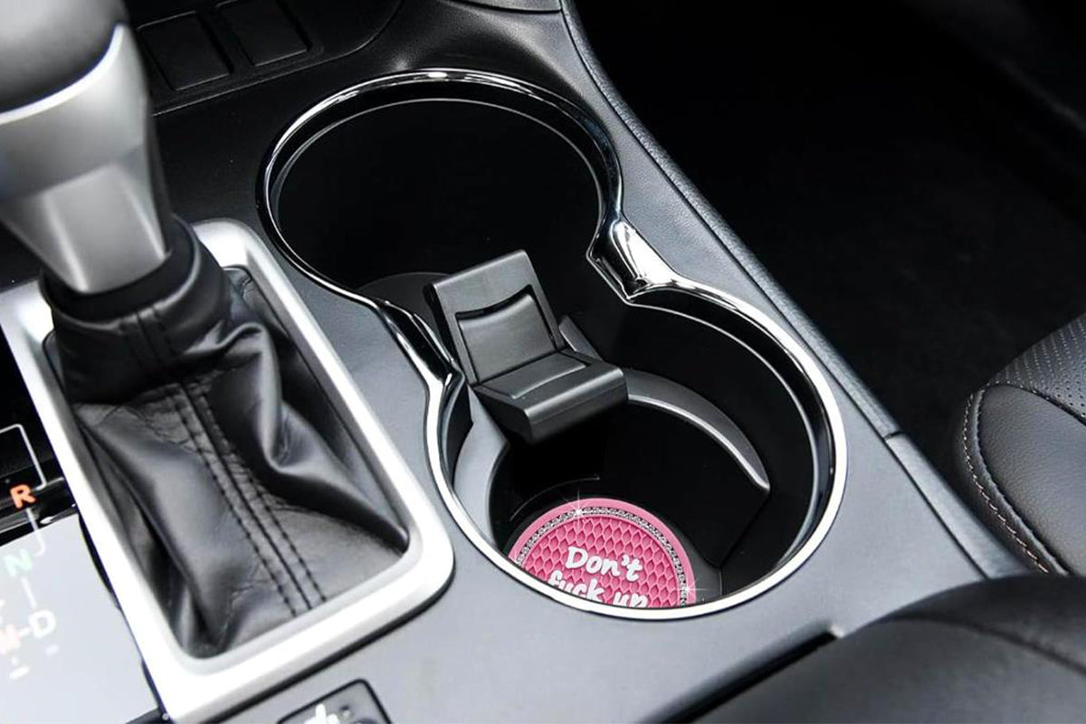 4Pcs Bling Cup Holder Coasters Auto Cup Holder Inserts Anti-Slip for Women Girls -Pink