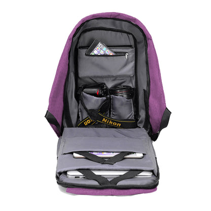 Anti-Theft Backpack School Travel Laptop Bag with USB Charging Port Purple