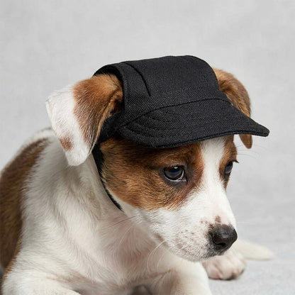 Dog Baseball Cap Adjustable Pet Hat with Ear Holes Black M