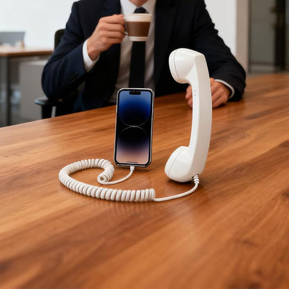 Retro Type C Wired Phone Handset with Microphone for Phones Computers - White