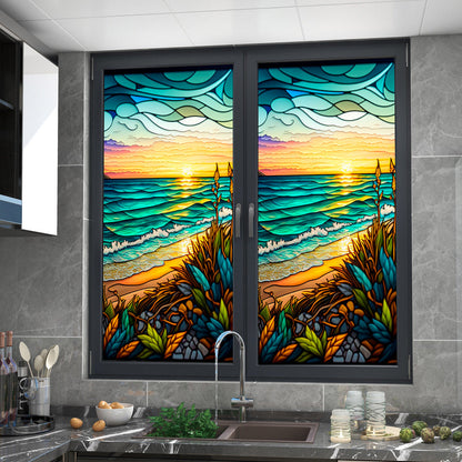 2 Sheet 100 x 45cm Static Cling Privacy Window Film Frosted Glass Window Sticker Window Covering Film Style 1