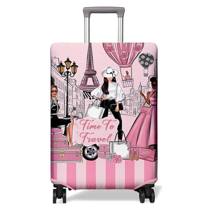 Stretch Luggage Cover for Suitcase Elastic Washable Suitcase Covers-White Dress Girl