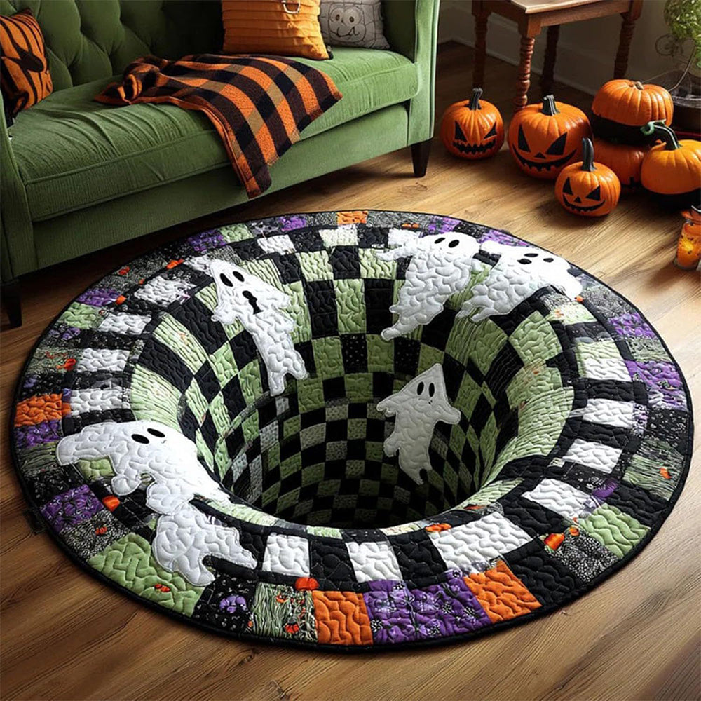 3D Round Non Slip Soft Halloween Rug - Purple Ghost