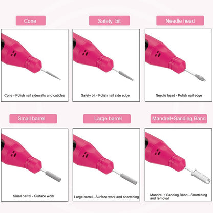 Electric Nail Drill Kit for Gel Nails Manicure Pedicure Polishing-Pink