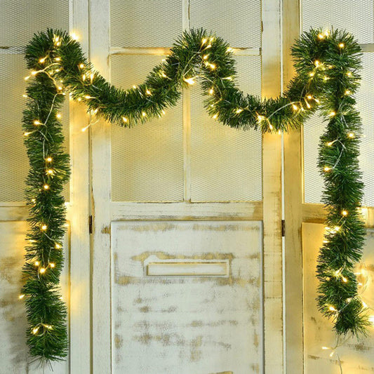 10M Christmas Garland with LED Lights Artificial Wreath Stairs Rattan Decoration Xmas String Light