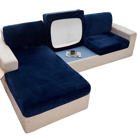 Stretch Velvet Sofa Protector Cover Navy Blue