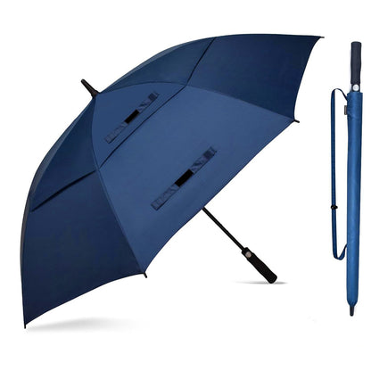 Auto Open Double-Layer Golf Umbrella Windproof 30-Inch - Dark Blue