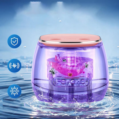Ultrasonic Retainer Cleaner with UV Sterilizer 45kHz Denture Cleaner Machine-Pink