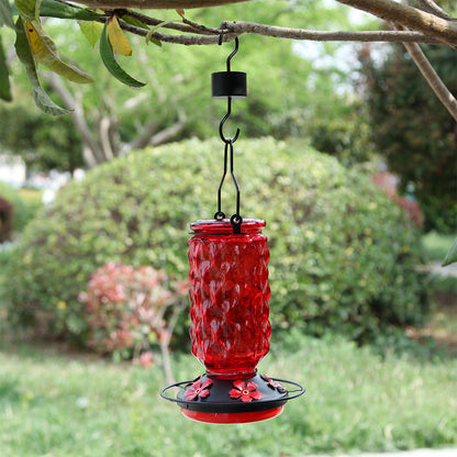 Stained Glass Hummingbird Feeder Wide Mouth Garden Decor-Red