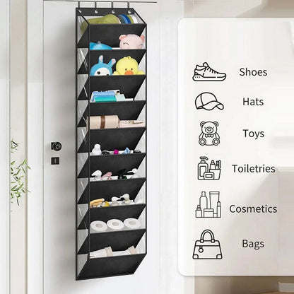10-Tier Over the Door Shoe Organizer Clear Hanging Shoe Rack