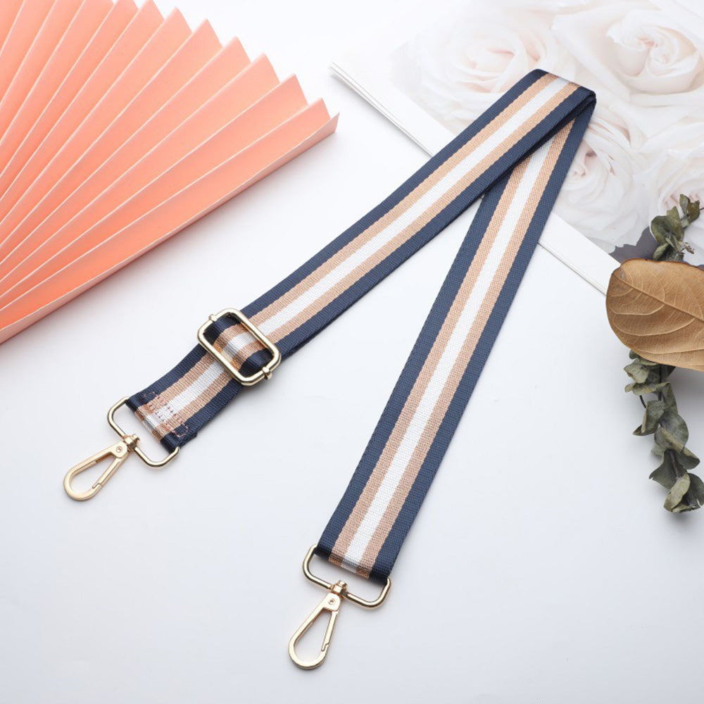 Adjustable Canvas Bag Strap with Metal Buckle for Crossbody Bags Navy Blue