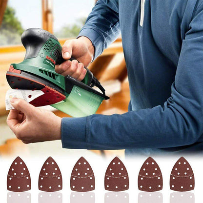 60Pcs 11-Hole Sanding Sheets Triangle Detail Sander Pads for Polishing