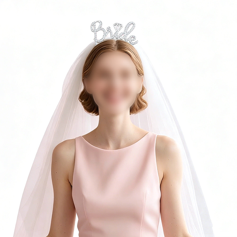 Bride Accessory with Veil Sash and Headband for Bachelorette Party-White