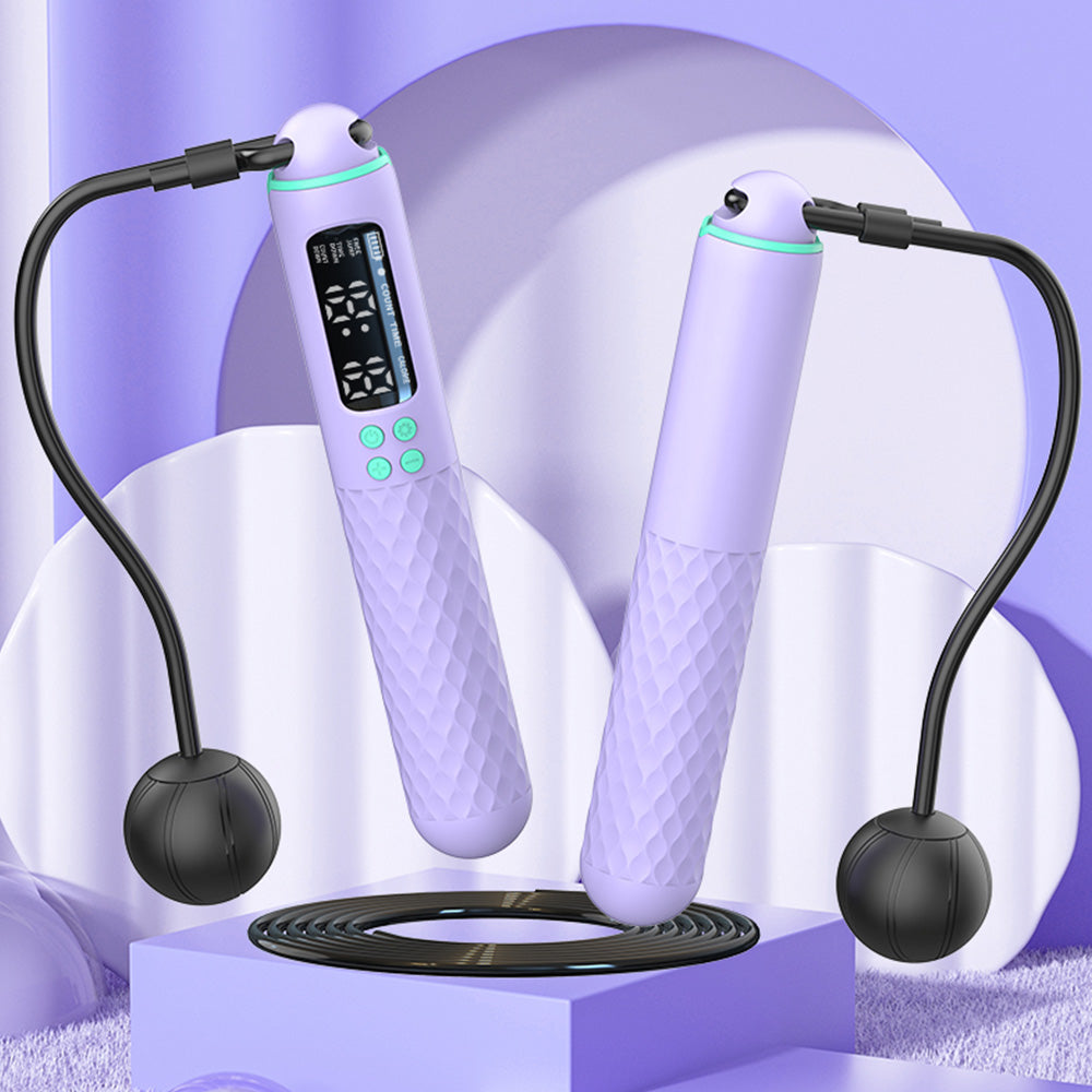 Smart Digital Jump Rope Set Accurately Skipping Rope Weighted Exercise Rope for Fitness Training Purple