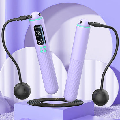 Smart Digital Jump Rope Set Accurately Skipping Rope Weighted Exercise Rope for Fitness Training Purple