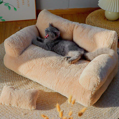 Pet Couch Bed Fluffy Sofa for Medium Small Dogs Cats Coffee