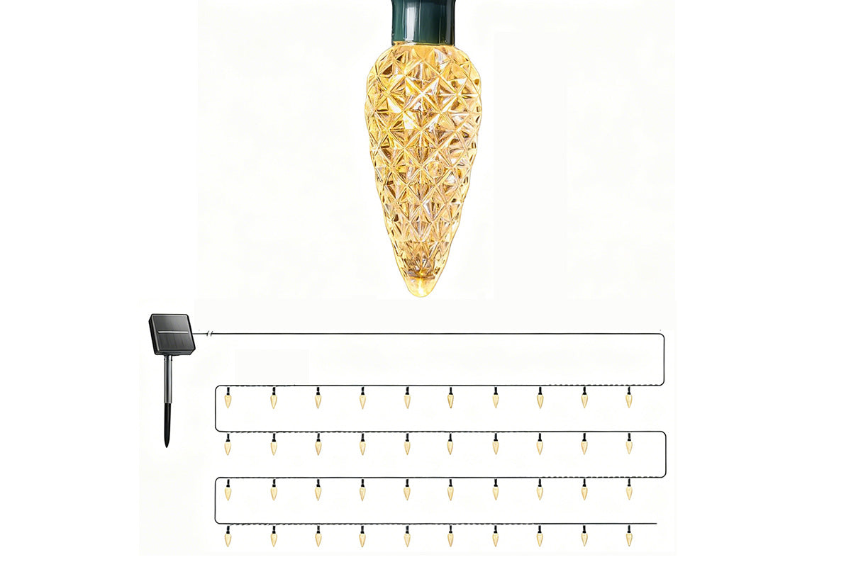 7M Solar Strawberry String Lights Waterproof Christmas Decor-Warm White