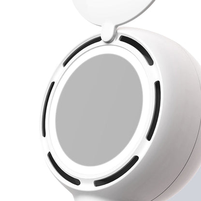 Mini Handheld Fan with LED Light Makeup Mirror Rechargeable Portable Fan White