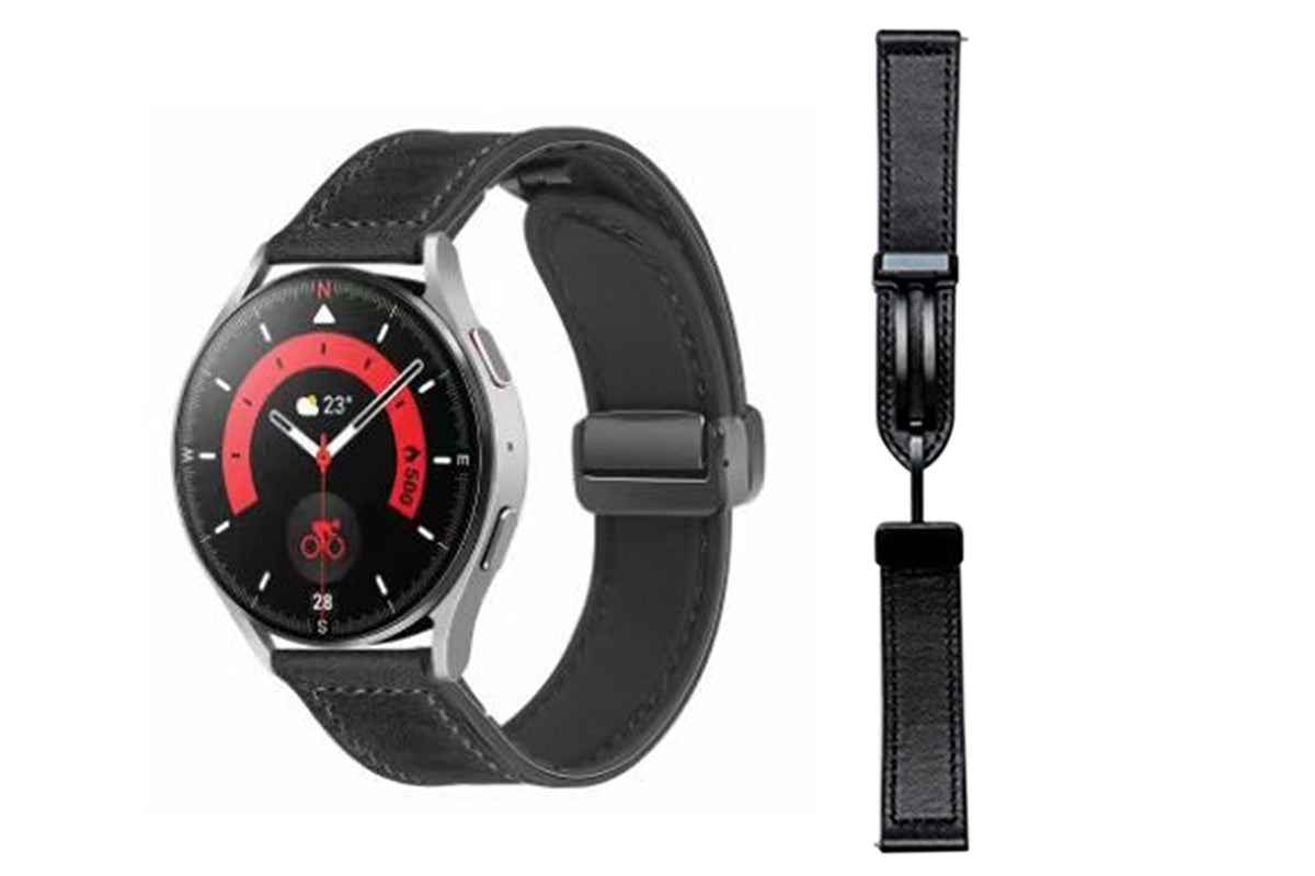 Attractive Leather Watch Band Genuine Leather Strap For Samsung Huawe-Black