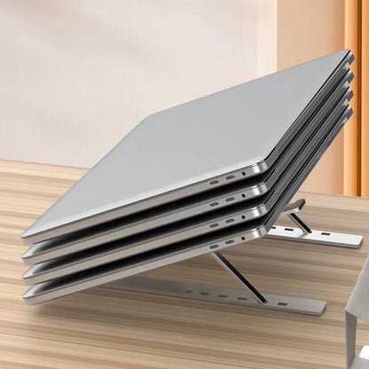 Foldable Aluminum Laptop Tablet Stand with 6 Height Levels- Silver