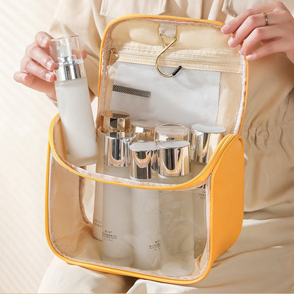 Clear Makeup Bag with Hanging Hook Toiletry Bag Traveling Accessories Organizer Yellowr