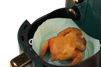 Reusable Food Grade Silicone Air fryer Liners Baking Tray Basket-Green