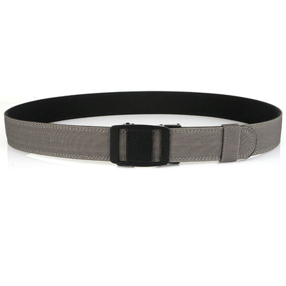 Double Layer Thickened Tactical Belt with Automatic Buckle - Grey