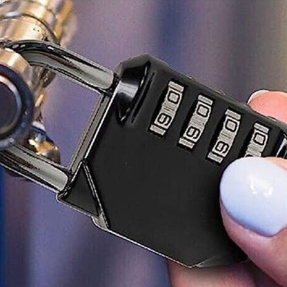 Black Combination Padlock 4-Digit Security Lock for Gym Locker and Luggage