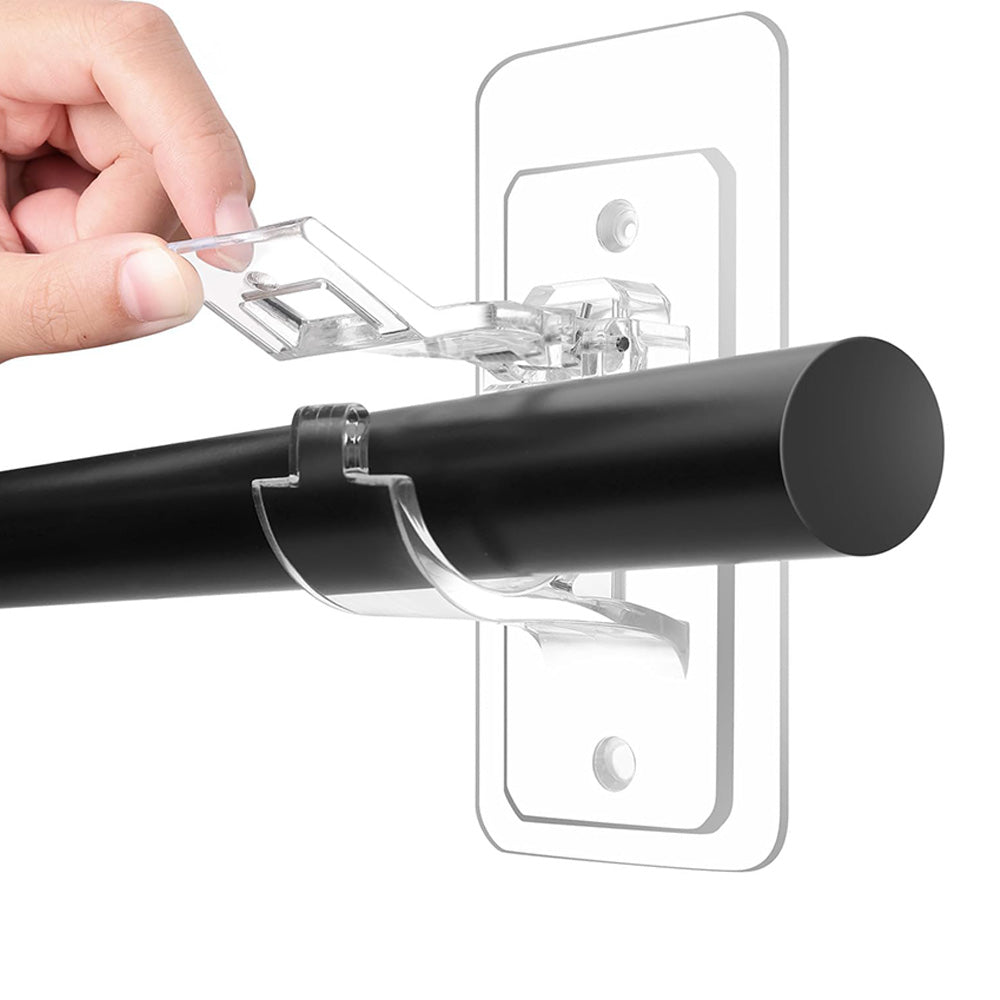 No Drill Self Adhesive Curtain Rod Brackets Transparent Invisible Holders for Curtains Towels-Transparent