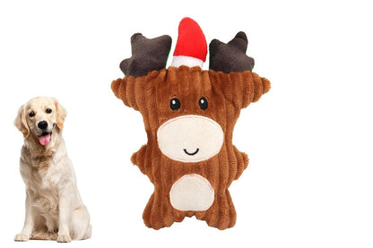 Christmas Squeaky Plush Soft Dog Toys Interactive Durable Dog Chew Toys-Christmas Elk