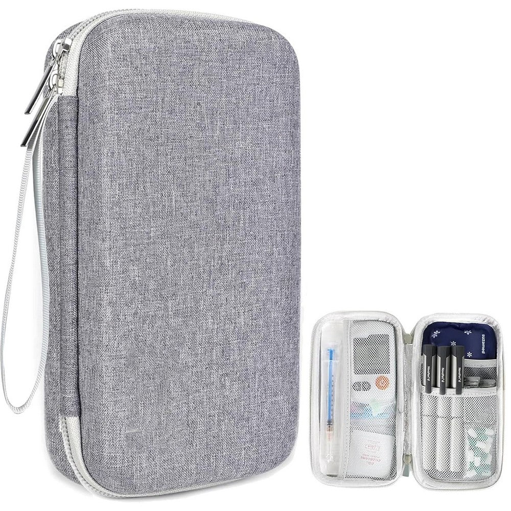 Insulin Cooler Travel Case EVA Insulation Travel Medicine Kit for Diabetes Care-Grey
