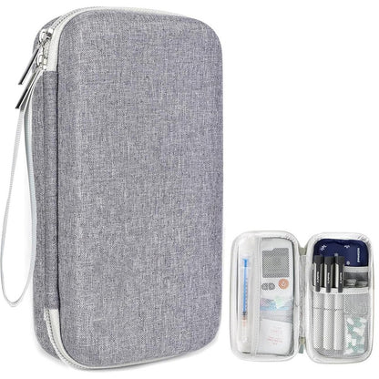 Insulin Cooler Travel Case EVA Insulation Travel Medicine Kit for Diabetes Care-Grey
