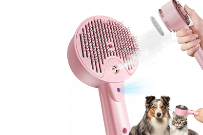 Cat Steam Brush Spray Comb UV Sterilization Cat Hair Crush for Long Short Hair Pets -White