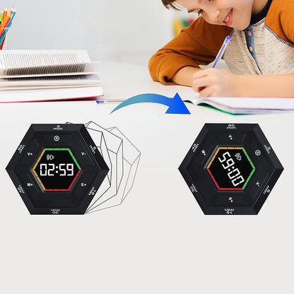 Visual Flip Timer Adjustable Sound Alert Countdown Machine for Office Study Work Black
