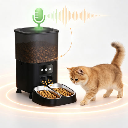 4.5L Automatic Cat Feeders with 2 Bowls and Timer-Black