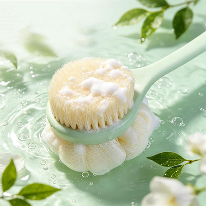 2 in 1 Double Sided Shower Brush with Loofah -Green