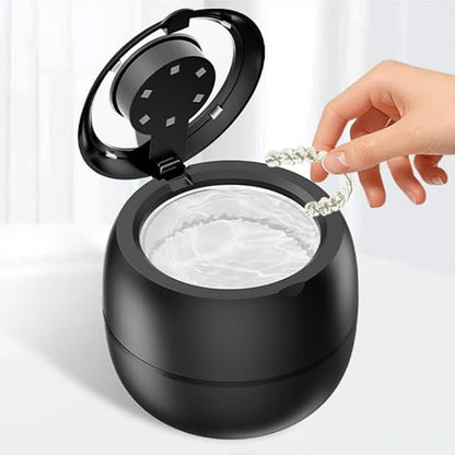 Ultrasonic Retainer Cleaner Machine Dentures Cleaner for Night Guards-Black