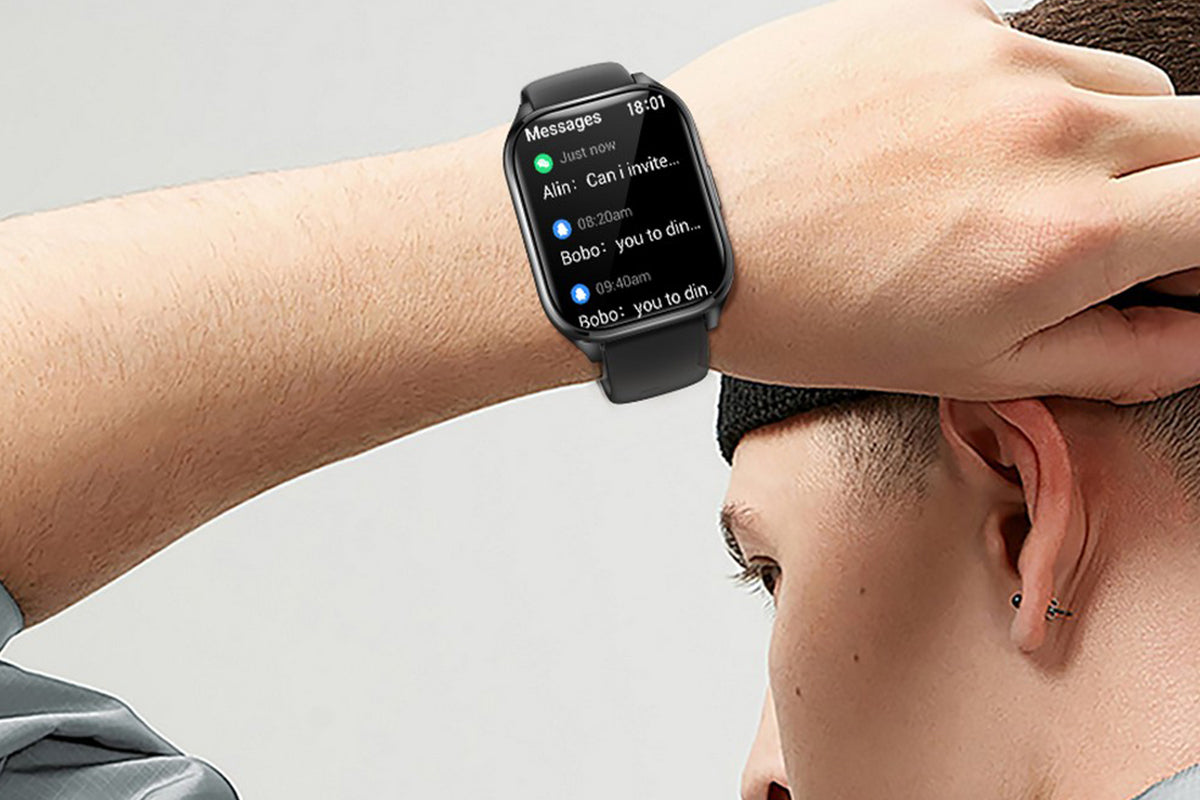 Smart Watch 1.85-Inch Fitness Watch with Heart Rate Sleep Monitor Blood Oxygen 100 Sports Modes Activity Tracker -Black