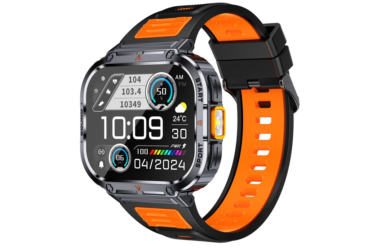 Smart Watch 2.0-Inch Fitness Watch with Flashlights Heart Rate Sleep Monitor Blood Oxygen 100 Sports Modes Activity Tracker-Orange