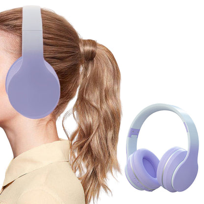 Foldable Kids Wireless Headphones Over Ear Bluetooth Headset with Mic Function Purple