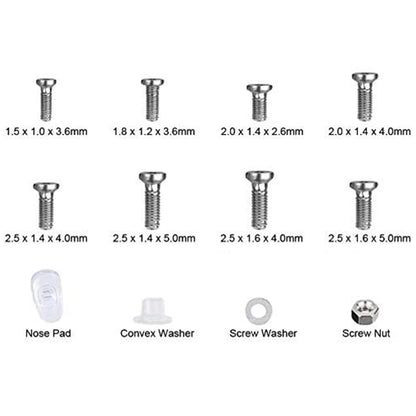 1100Pcs Set Eyeglasses Repair Kit Eyeglass Screws and 6 Pcs Precision Screwdriver Set for Glasses Jewelry Watch