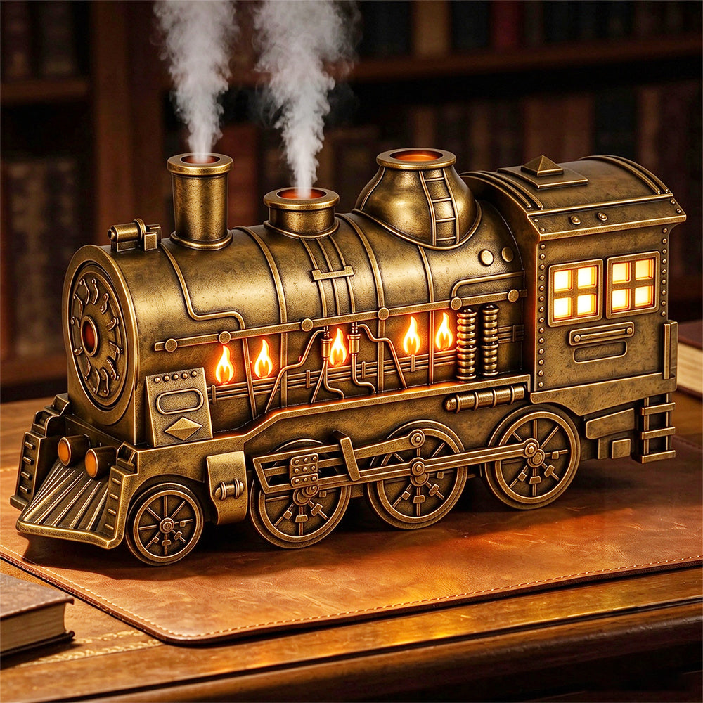 Ultrasonic Train Aromatherapy Diffuser 300ml Desktop Humidifier - Gold