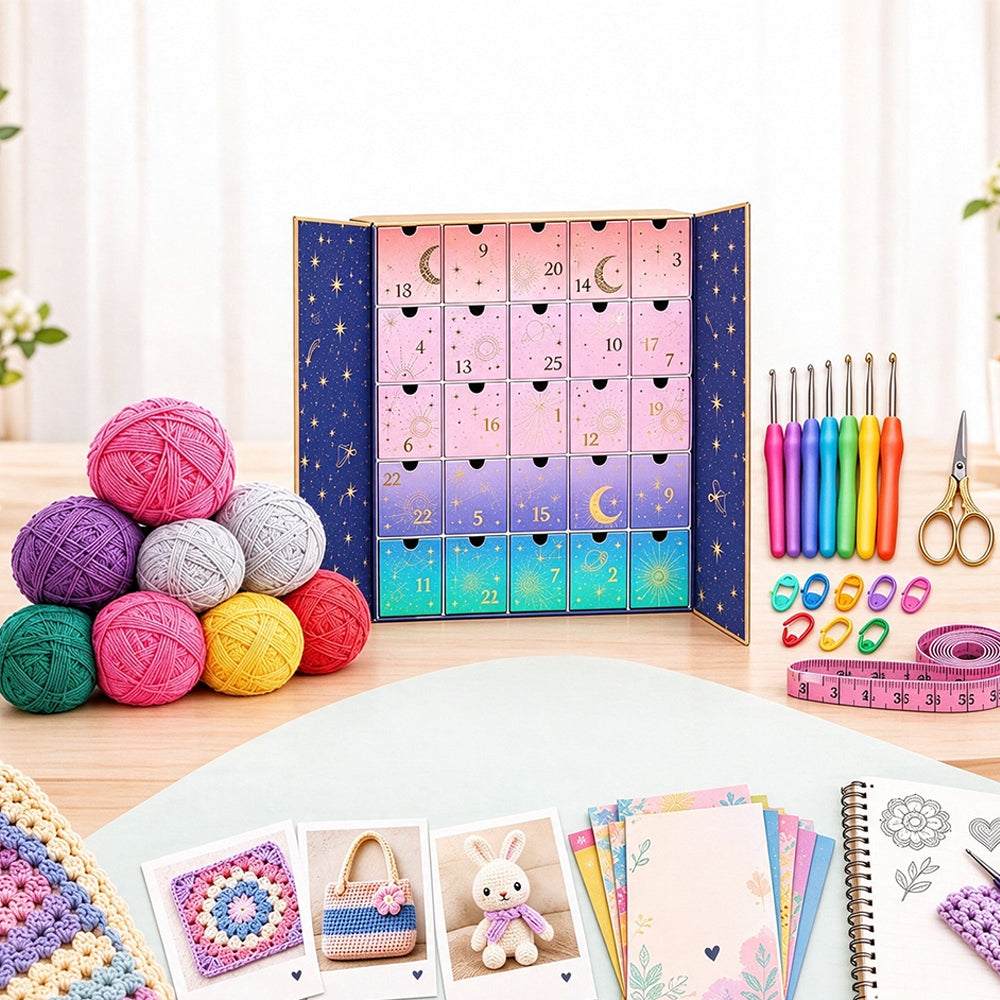 Crochet Yarn Christmas Advent Calendar 25 Days of Yarn and Crafting Surprises - Purple