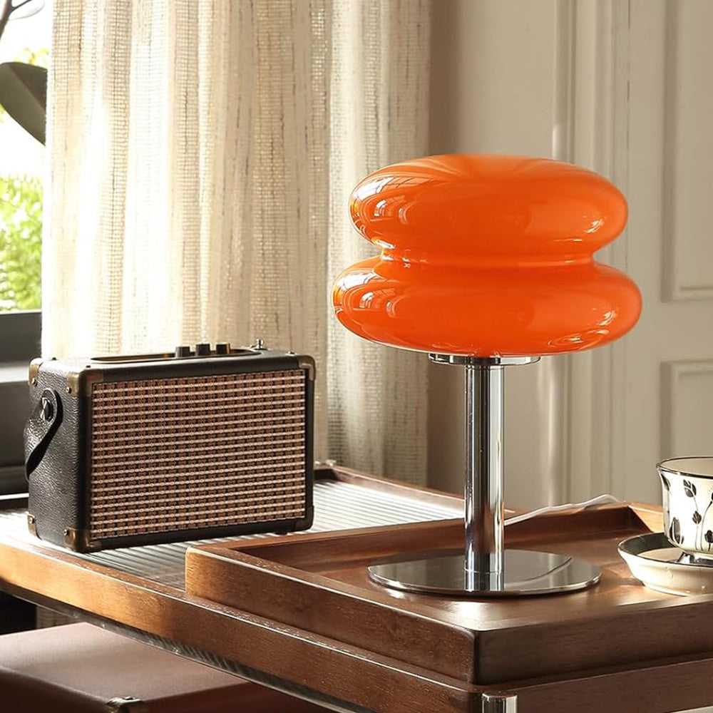 Mid Century Modern Egg Tart Nightstand Lamp Dimmable Bedside Light Orange