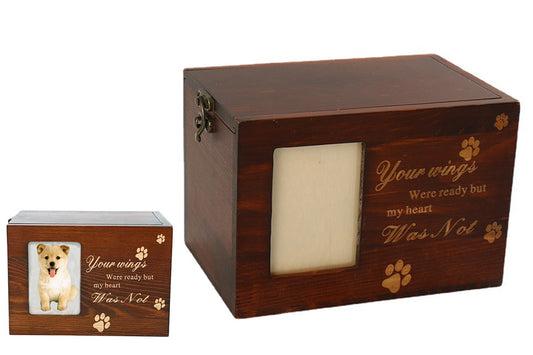 Memorial Pet Urn For Dogs Cats Ashes With Photo Wooden Urn Memory Box Keepsak