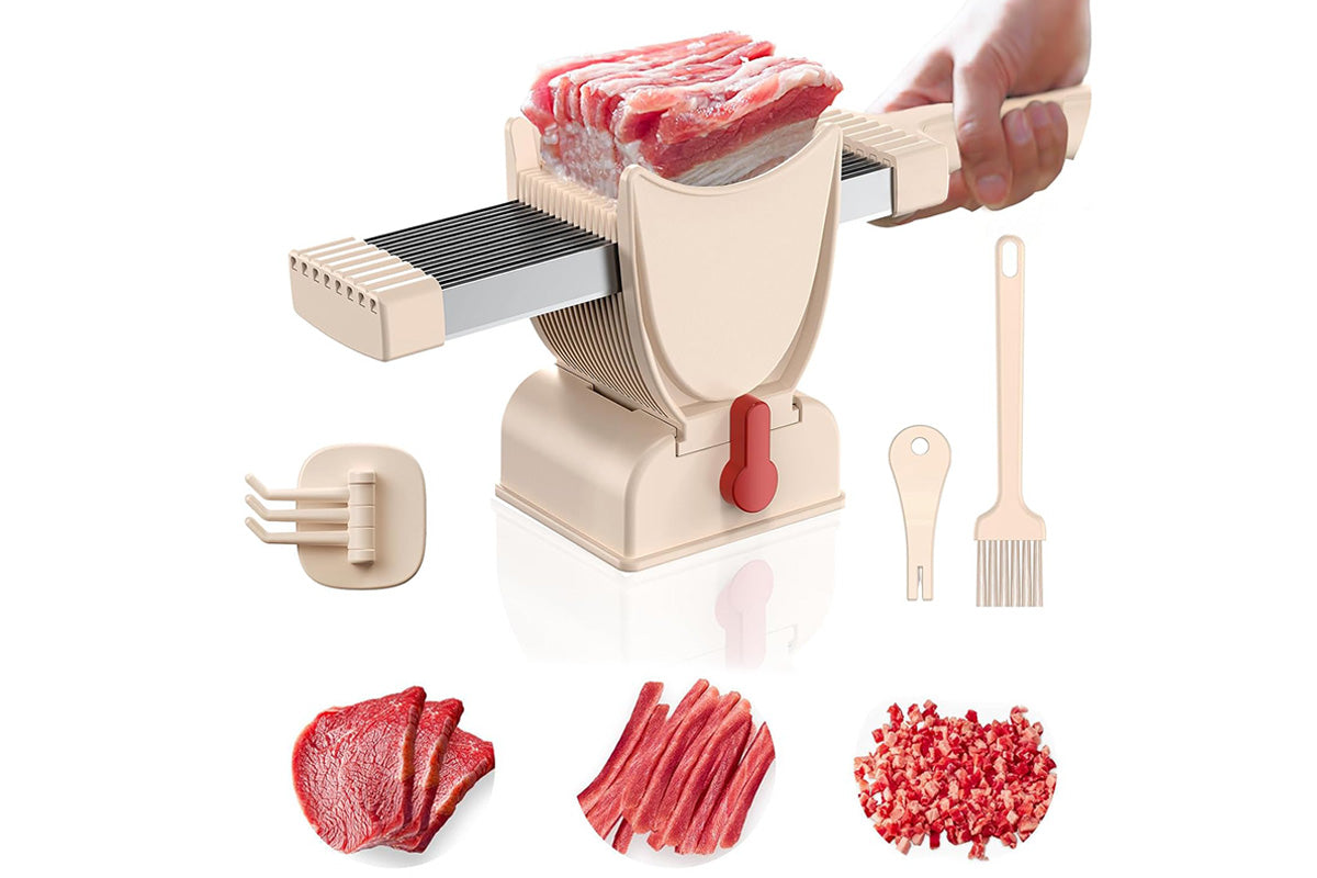 Manual Meat Slicer with Stainless Steel Blade for Beef Pork Mutton Hot Pot -Pink